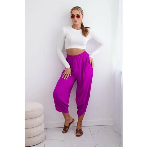 Kesi Wide-leg trousers with pockets - dark purple Cene
