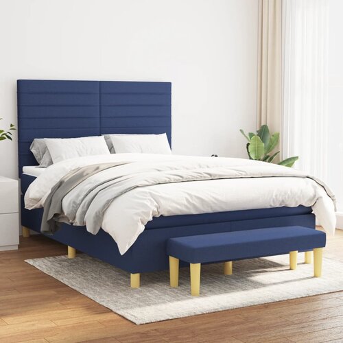 The Living Store Box spring postelja z vzmetnico moder 140x190 cm blago - Box Spring Postelja, (21503777) Slike