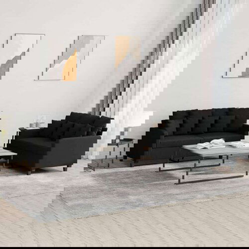  2-dijelni set sofa s jastucima crni od tkanine Slike