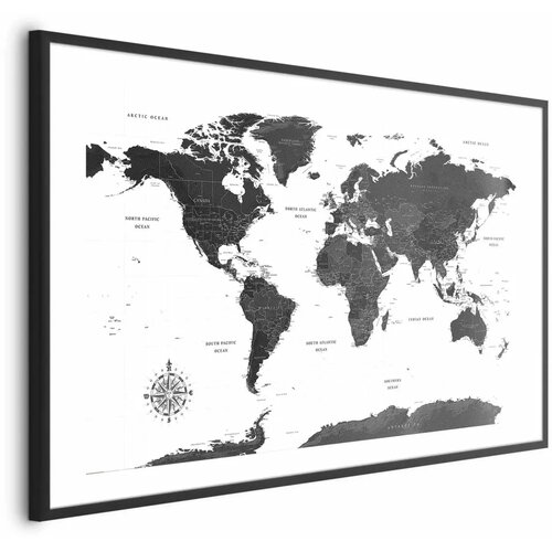  Plakat - Monochromatic Map 60x40 Crni okvir s margom Cene