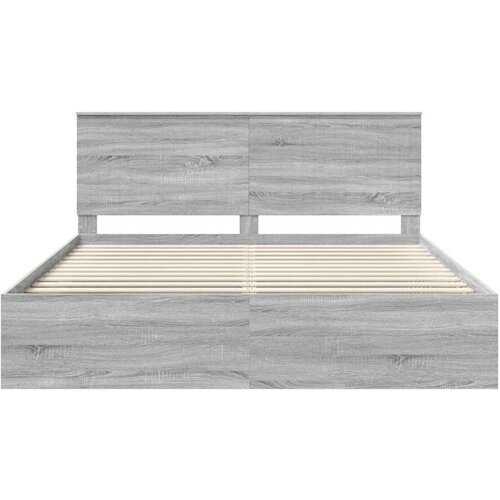  Okvir za krevet s uzglavljem Siva Sonoma 180 x 200 cm Slike