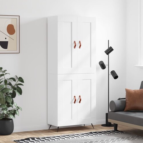 vidaXL Visoka omara bela 69,5x34x180 cm inženirski les Cene