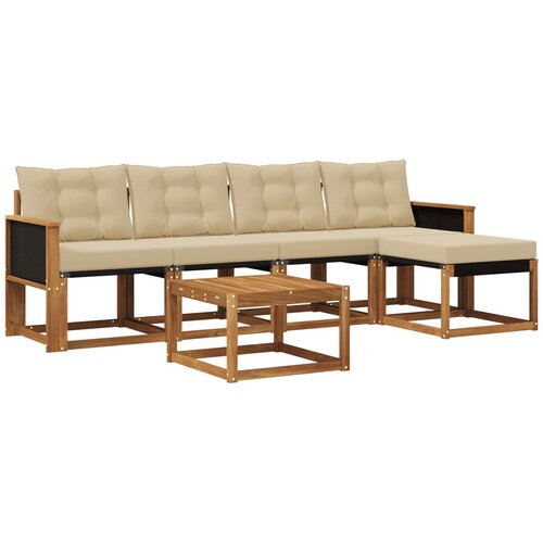 vidaXL Zunanja garnitura za sedenje z blazino 6 pcs Naravna in bež, (5000272872) Cene