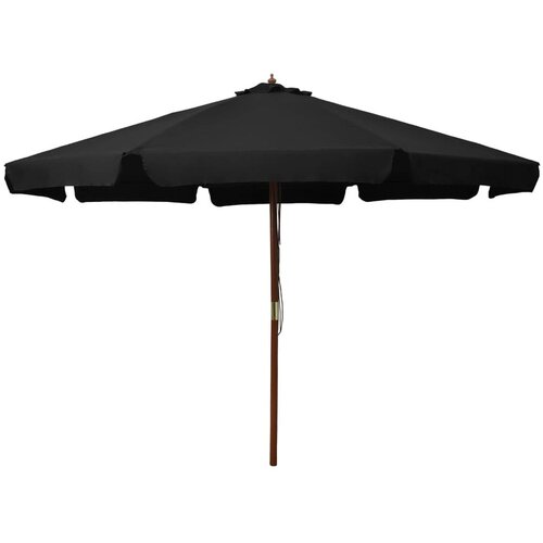  Zunanji senčnik z lesenim drogom 330 cm črn, (20729231) Cene