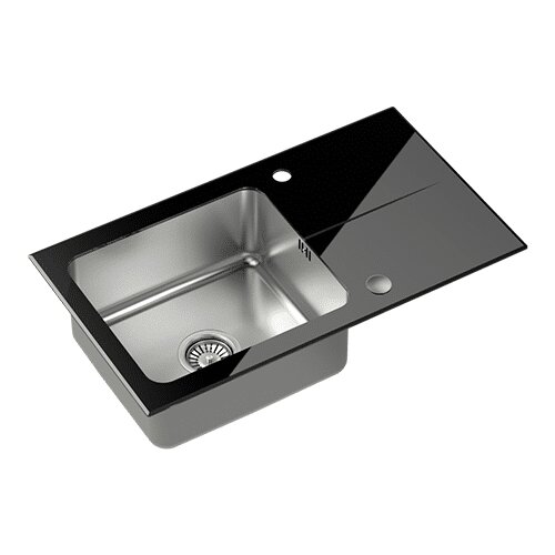 Quadron sudoper HUGH 111 crno staklo/čelik Cijene