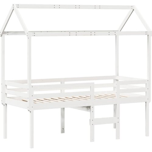 vidaXL Visoki krevet s krovom bijeli 75 x 190 cm od masivne borovine Cene