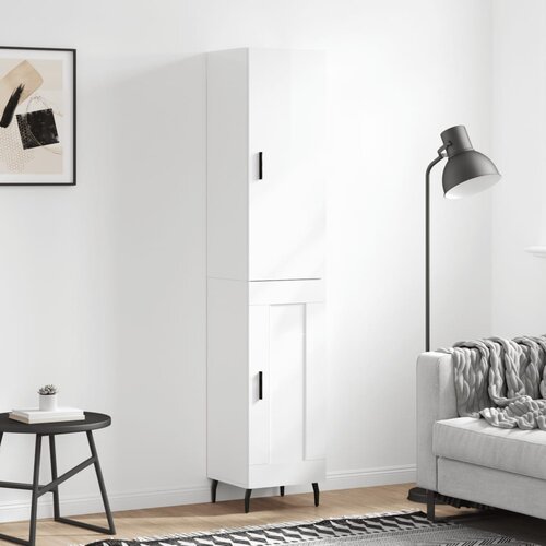  The Living Store Visoka omara visok sijaj bela 34,5x34x180 cm inženirski les - Visoka Omara, (21430561) Slike