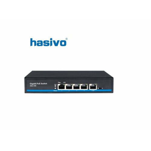 Hasivo S600P-4G-1G-Ai-65W poe++ svič 5 gigabit portova 10/100/1000Mb/s / 4 poe, 802.3af/at/bt, port 1 do 60W, port vlan isolation, poe watchdog, extend mode do 250m, prenaponske zaštite, interno napajanje 100-240V ac Slike
