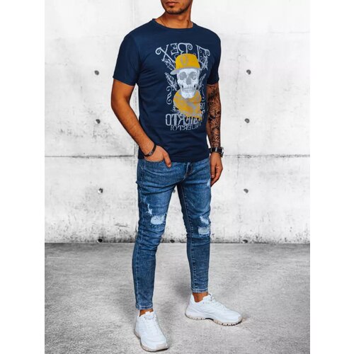 DStreet Men's T-shirt with dark blue print Slike
