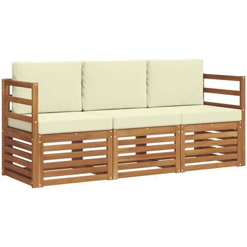  Setovi sofa 3 pcs Prirodna i krem Čvrsto drvo akacije Slike