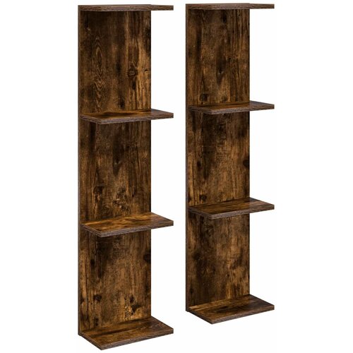 vidaXL Zidna polica 2 kom. Dimljeni hrast 22 x 15 x 100 cm - Dimljeni hrast 2 22 x 15 x 100 cm (4 etaže) Cene