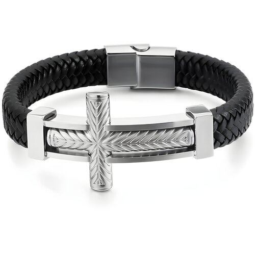 Narukvica Big Cross - Crna/Srebrna KP32504 Cene