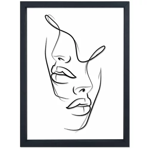 Vavien Artwork Steklena slika v črnem okvirju Faces, 32 x 42 cm