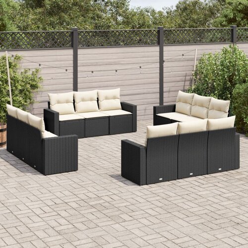  12-dijelni set vrtnih sofa od poliratana s jastucima crni Cijene