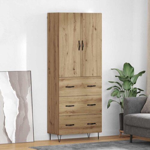 vidaXL Visok predalnik 2 pcs Umetni hrast Inženirski les in steklo Cene
