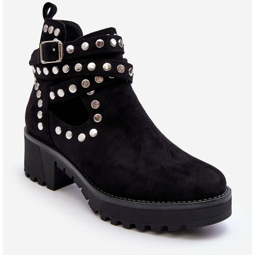 Kesi Leather women's shoes with decorative pins black bella Cene