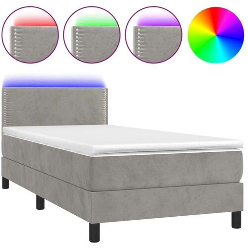  Box spring s madracem LED svjetlosivi 90x190 cm bar&amp;scaron;un Slike
