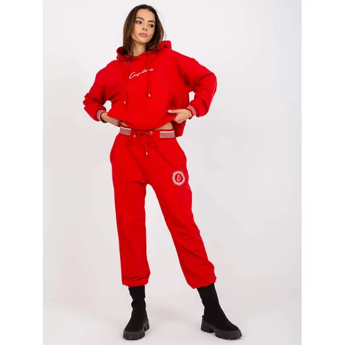 Fashion Hunters Red tracksuit set with a hoodie