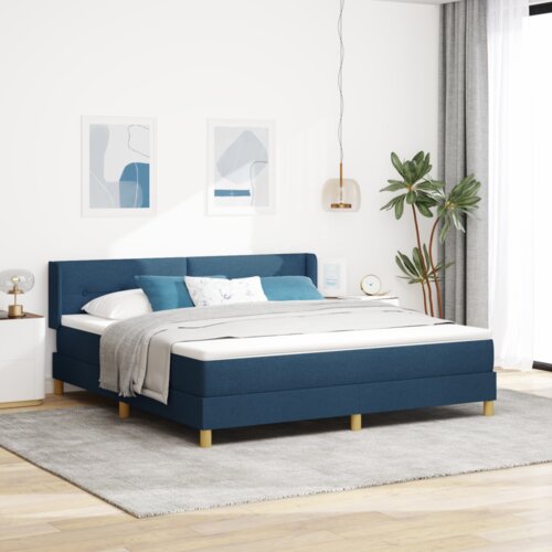 Postelja z vzmetnico z vzmetnico Modra 180 x 200 cm blago, (5000126390) Cene
