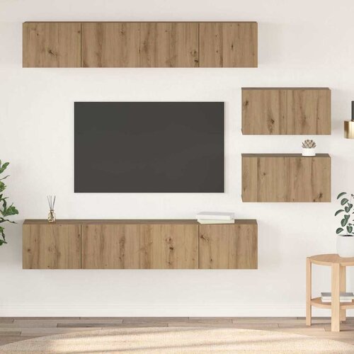 vidaXL Set TV stalka 6 pcs hrast artisan 80 x 30 x 30 cm Srednja Cijene