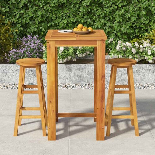  3-dijelni vrtni barski set od masivnog bagremovog drva Smeđa 60 cm table length Cene