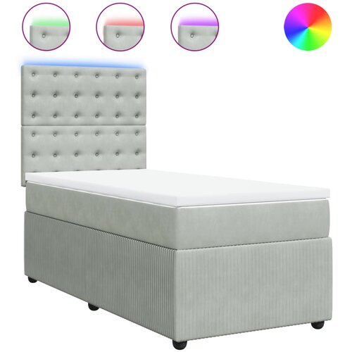 vidaXL Box spring postelja z vzmetnico svetlo siva 80x200 cm žamet Cene