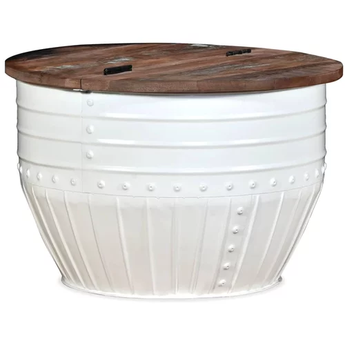 vidaXL Klubska mizica iz trdnega predelanega lesa bela oblika soda, (20713631)