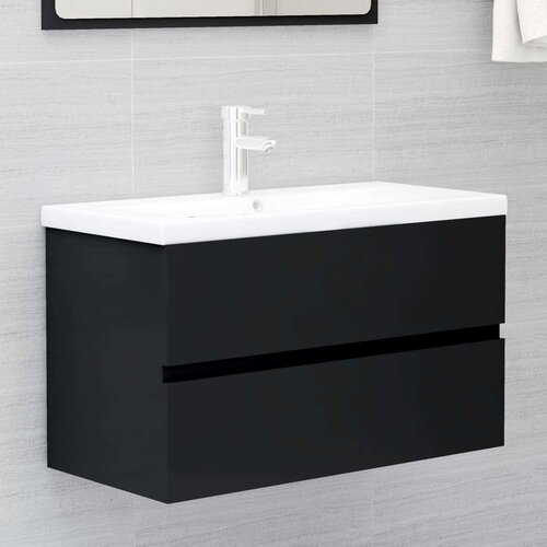 vidaXL Omarica za umivalnik črna 80x38,5x45 cm iverna plošča Cene