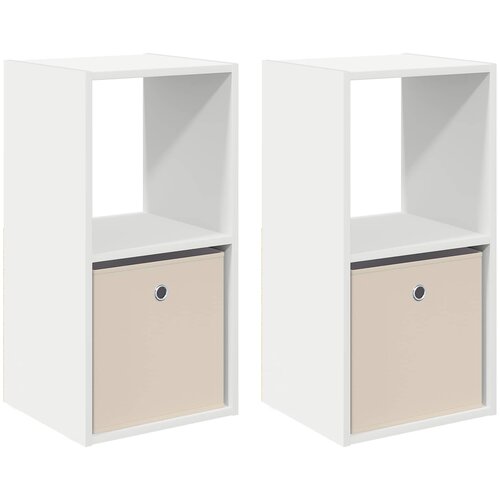  Noćni ormarić 2 pcs Bijelo 35 x 32 x 68,5 cm Konstruirano drvo Slike