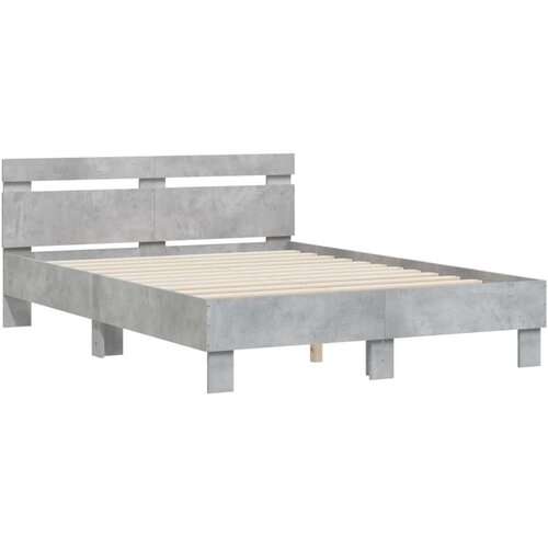  Posteljni okvir z vzglavjem betonsko siv 135x190 cm inž. les, (20978749) Slike