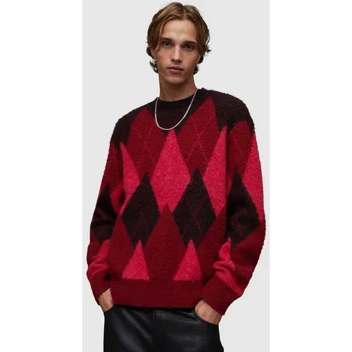 AllSaints Vuneni pulover Harley za muškarce, boja: crvena, topli