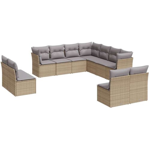 VidaXL 11-dijelni set vrtnih sofa od poliratana s jastucima bež Slike