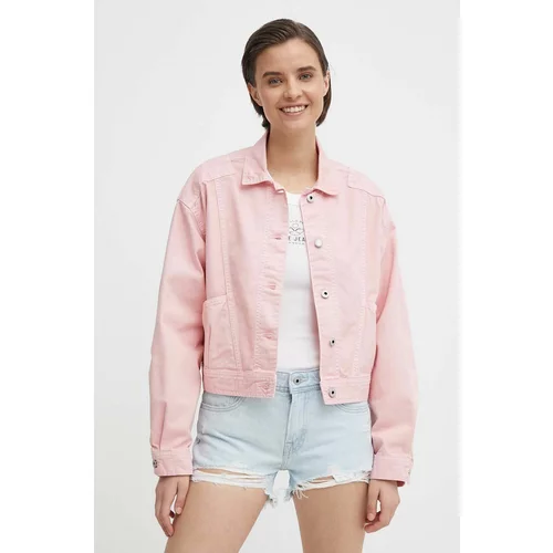 PepeJeans Jeans jakna ženska, roza barva