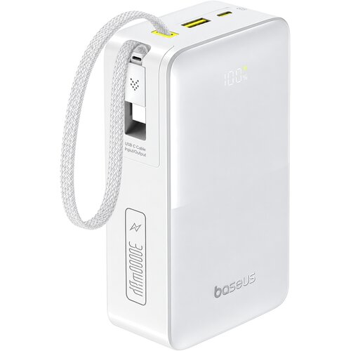 Baseus EnerFill FC51 Bipow 2 Pro prenosna baterija 30000mAh 22W z vgrajenim USB-C kablom bele barve Slike