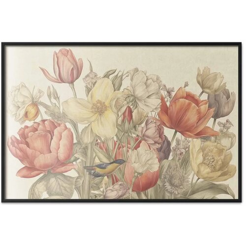  Plakat Flower Bouquet on a Cream Background 42x29.7 Crni okvir Slike