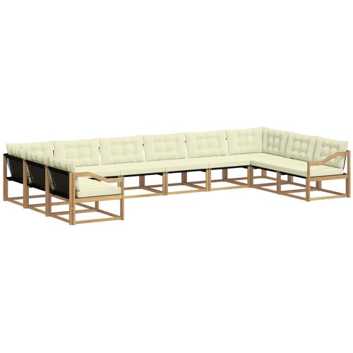 vidaXL Zunanja garnitura za sedenje z blazino 10 pcs Bela in krem, (5000280626) Cene