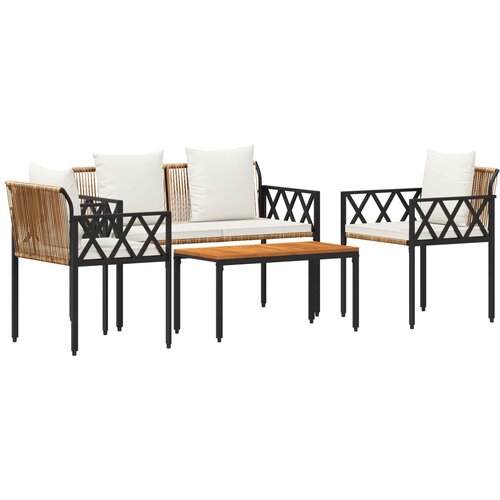 vidaXL Zunanji pohi&scaron;tveni set 4 pcs Rjava in krem bela poli ratan, (5000293547) Cene
