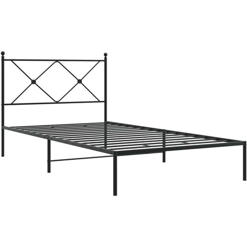 vidaXL Kovinski posteljni okvir z vzglavjem črn 100x190 cm Cene