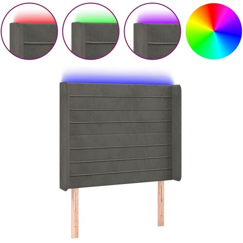 VidaXL LED posteljno vzglavje temno sivo 93x16x118/128 cm žamet, (20932742) Slike