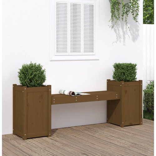 VidaXL Klupa sa sadilicama boja meda 180 x 36 x 63 cm masivna borovina Slike