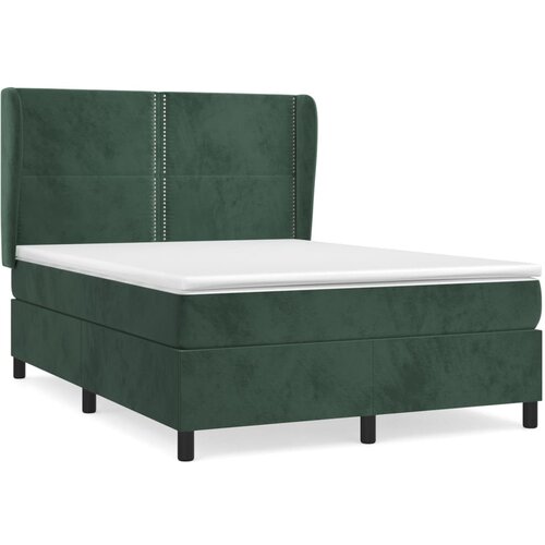 Maison Chic Box spring postelja - Vzmetna postelja z vzmetnico temno zelen 140x190 cm žamet SL8675, (21901366) Cene