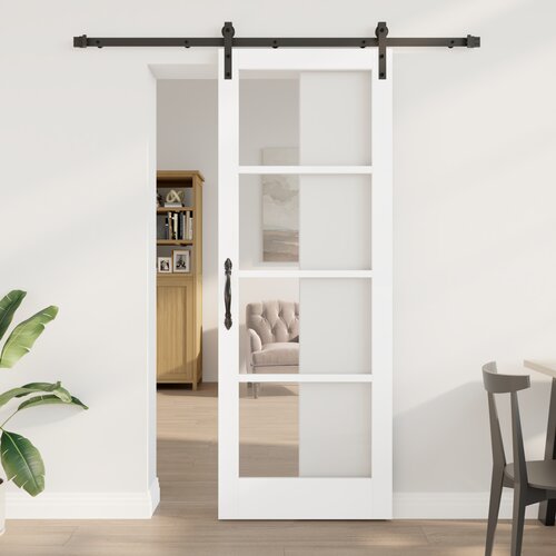 VidaXL drsna vrata s kompletom strojne opreme &amp;#039;ORKDAL&amp;#039;bela trda lesa in stekla, notranja vrata s steklom &amp;#039;ORKDAL&amp;#039;bela 78x211x4 cm Slike