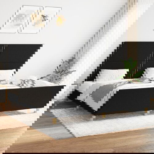 VidaXL Okvir za krevet s uzglavljem crni 160 x 200 cm od tkanine Slike