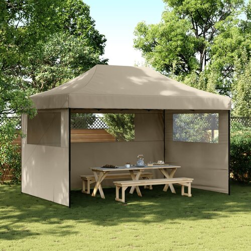 vidaXL zložljivi pop-up šotor za zabave 3 stranice taupe Cene