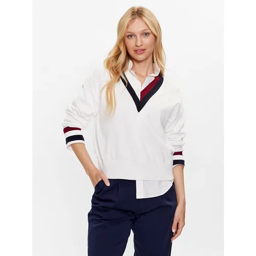 Tommy Hilfiger Pulover WW0WW39006 Bela Relaxed Fit