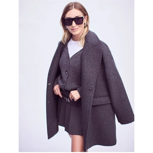 Koton Şahika Ercümen X Cotton - Double Breasted Buttoned Cachet Coat