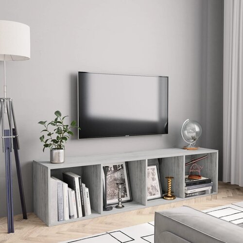 VidaXL Knjižna / TV omara betonsko siva 143x30x36 cm Slike