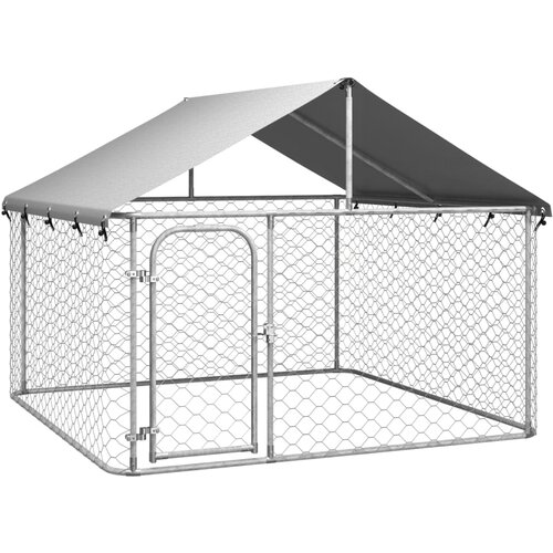 VidaXL Vanjski kavez za pse s krovom 200 x 200 x 150 cm Slike