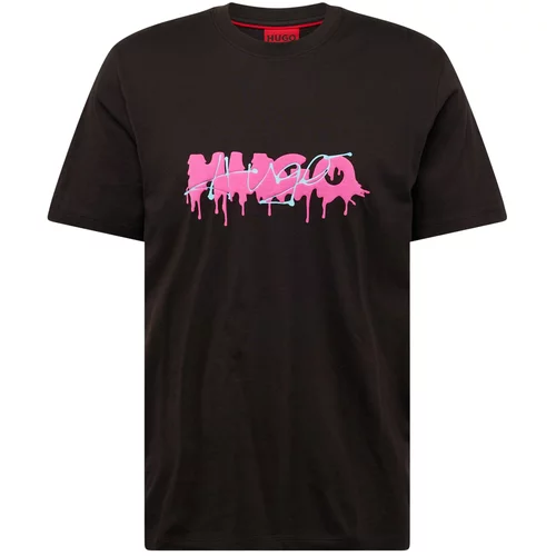 HUGO Red Majica 'Dacation' svijetloplava / neonsko roza / crna
