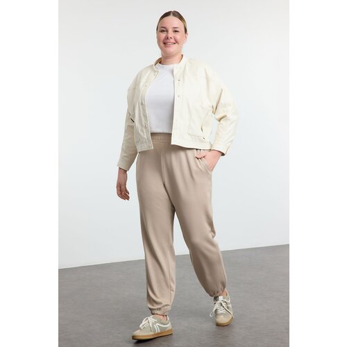 Trendyol Curve Beige Loose Jogger Modal Knitted Sweatpants Slike